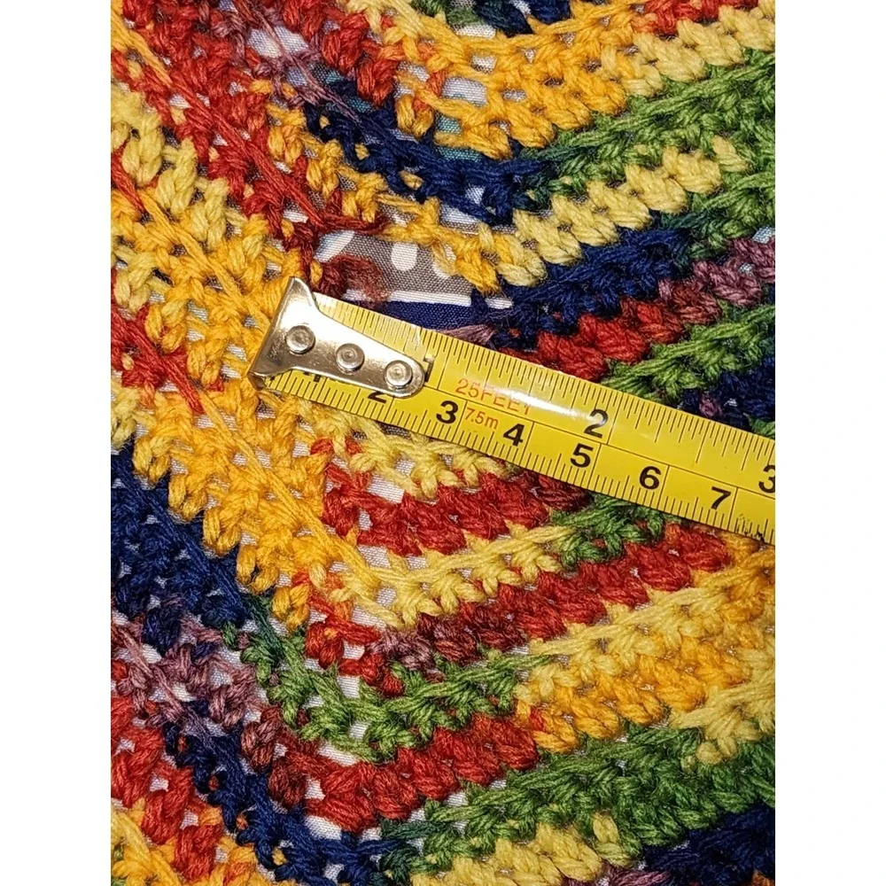 🔥 Vintage Wool  Hand Made Rainbow Zig Zag Blanket Afghan 55
